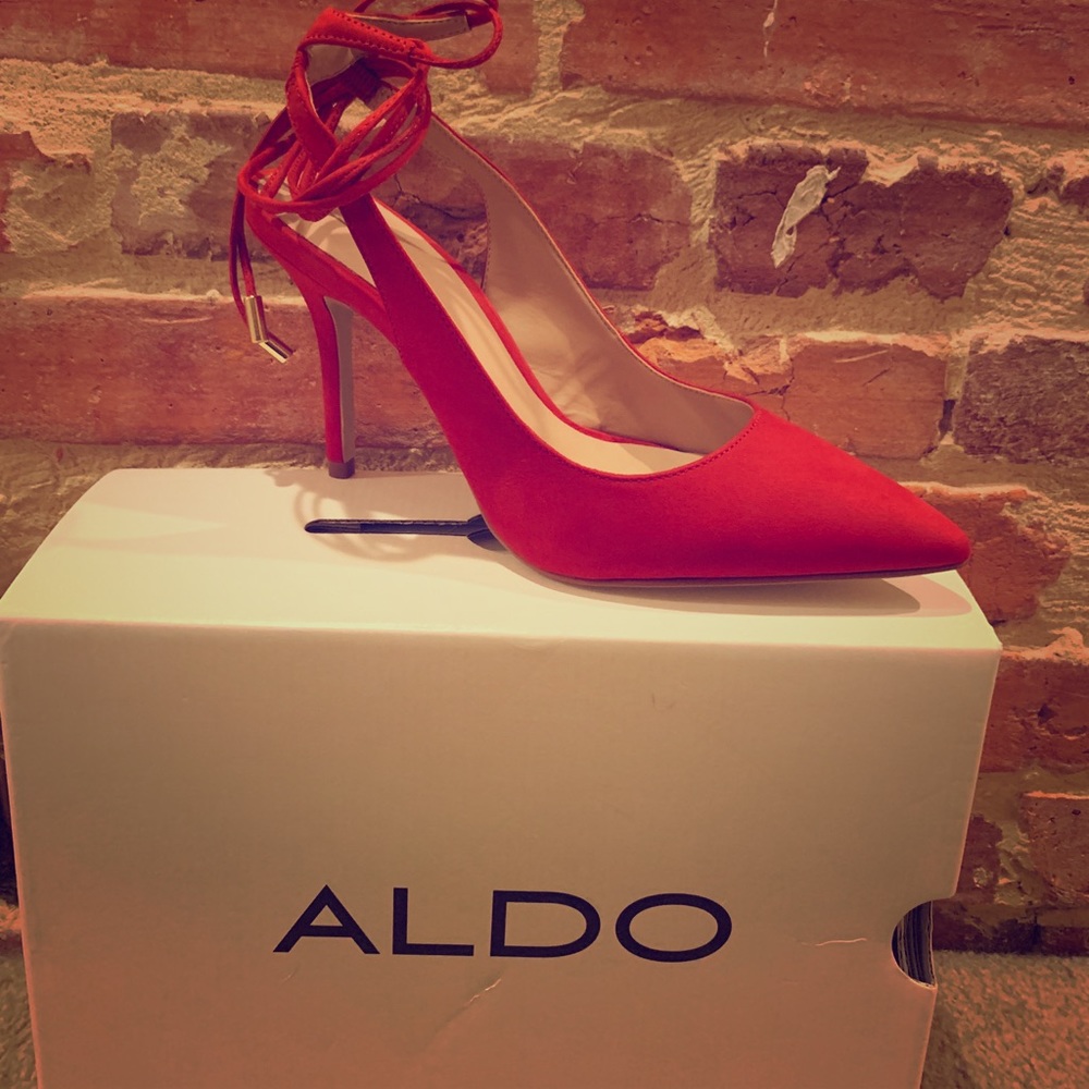 Aldo Kalala Hot Red strap up heels!